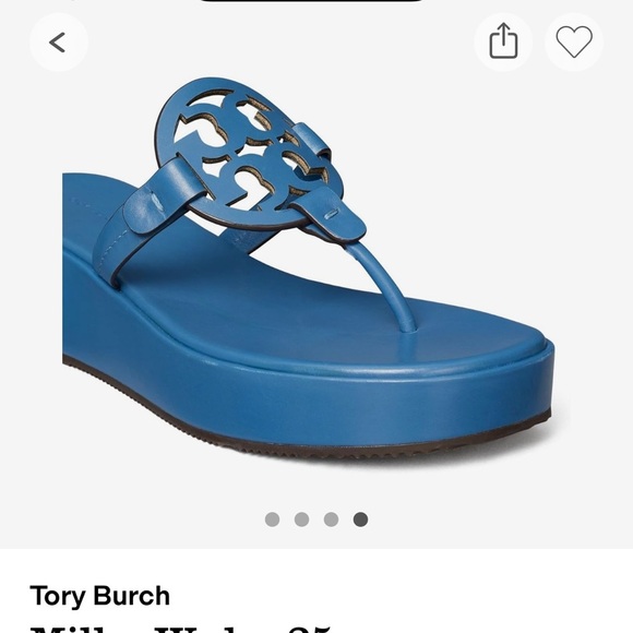 Tory Burch Blue miller Wedge Sandal excellent used condition. Worn once - Picture 4 of 5